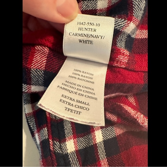 RAILS Hunter Plaid Button Down Shirt Top Blouse Carmine Red White Navy Blue - Picture 11 of 13